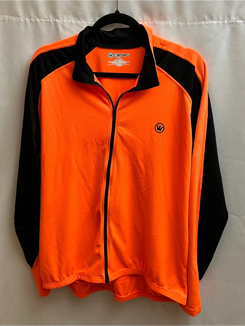 Canari Cycling Jersey Jacket XXL Neon Orange Black Full Zip Bike Shirt Top